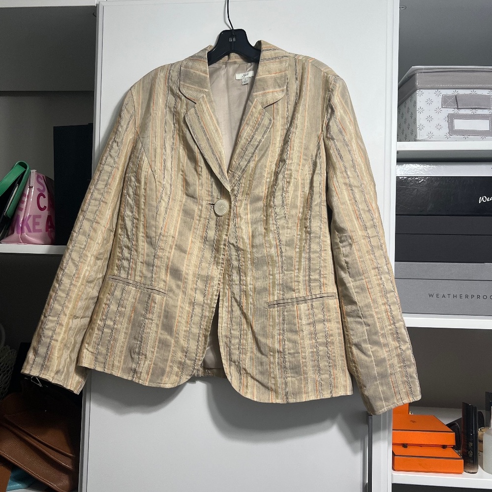 Jacket with one button, g.gill, Size L, beige striped